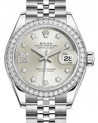 Rolex Lady Datejust 28 White Gold/Steel Silver Diamond IX Dial & Diamond Bezel Jubilee Bracelet 279384RBR