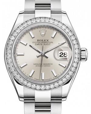 Rolex Lady Datejust 28 White Gold/Steel Silver Index Dial & Diamond Bezel Oyster Bracelet 279384RBR