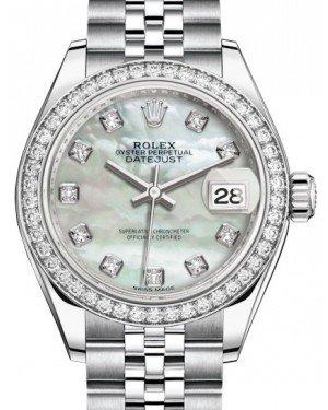 Rolex Lady Datejust 28 White Gold/Steel White Mother of Pearl Diamond Dial & Diamond Bezel Jubilee Bracelet 279384RBR