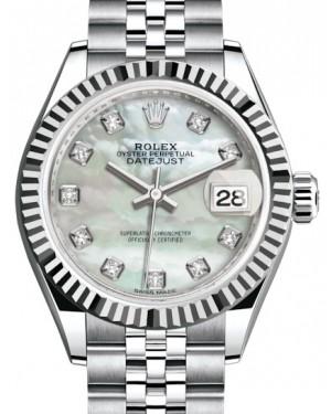Rolex Lady Datejust 28 White Gold/Steel White Mother of Pearl Diamond Dial & Fluted Bezel Jubilee Bracelet 279174