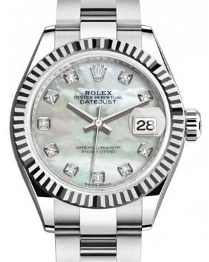 Rolex Lady Datejust 28 White Gold/Steel White Mother of Pearl Diamond Dial & Fluted Bezel Oyster Bracelet 279174