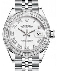 Rolex Lady Datejust 28 White Gold/Steel White Roman Dial & Diamond Bezel Jubilee Bracelet 279384RBR
