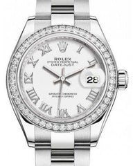 Rolex Lady Datejust 28 White Gold/Steel White Roman Dial & Diamond Bezel Oyster Bracelet 279384RBR