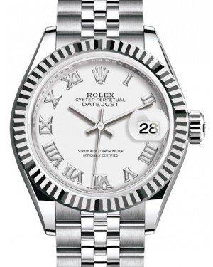 Rolex Lady Datejust 28 White Gold/Steel White Roman Dial & Fluted Bezel Jubilee Bracelet 279174
