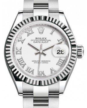 Rolex Lady Datejust 28 White Gold/Steel White Roman Dial & Fluted Bezel Oyster Bracelet 279174