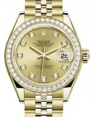 Rolex Lady Datejust 28 Yellow Gold Champagne Diamond Dial & Diamond Bezel Jubilee Bracelet 279138RBR