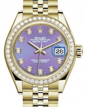 Rolex Lady Datejust 28 Yellow Gold Lavender Diamond Dial & Diamond Bezel Jubilee Bracelet 279138RBR