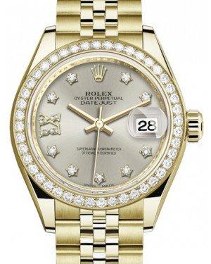 Rolex Lady Datejust 28 Yellow Gold Silver Diamond IX Dial & Diamond Bezel Jubilee Bracelet 279138RBR