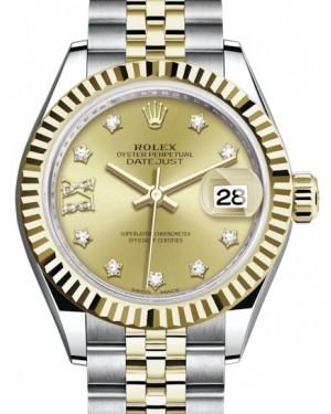 Rolex Lady Datejust 28 Yellow Gold/Steel Champagne Diamond IX Dial & Fluted Bezel Jubilee Bracelet 279173