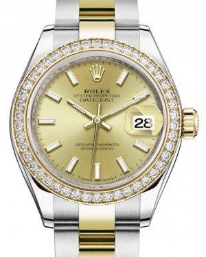 Rolex Lady Datejust 28 Yellow Gold/Steel Champagne Index Dial & Diamond Bezel Oyster Bracelet 279383RBR
