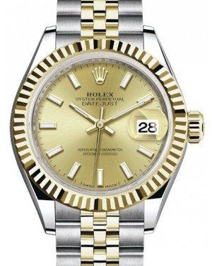 Rolex Lady Datejust 28 Yellow Gold/Steel Champagne Index Dial & Fluted Bezel Jubilee Bracelet 279173