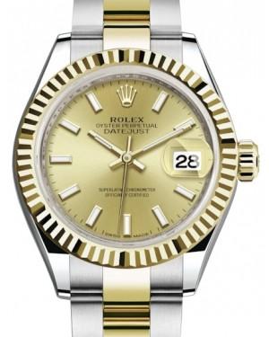 Rolex Lady Datejust 28 Yellow Gold/Steel Champagne Index Dial & Fluted Bezel Oyster Bracelet 279173
