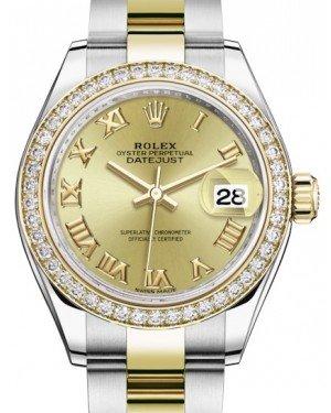 Rolex Lady Datejust 28 Yellow Gold/Steel Champagne Roman Dial & Diamond Bezel Oyster Bracelet 279383RBR
