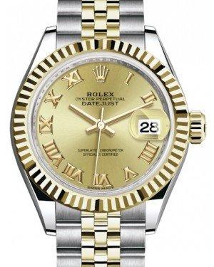 Rolex Lady Datejust 28 Yellow Gold/Steel Champagne Roman Dial & Fluted Bezel Jubilee Bracelet 279173