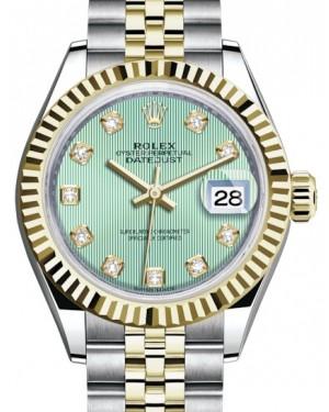 Rolex Lady Datejust 28 Yellow Gold/Steel Mint Green Diamond Dial & Fluted Bezel Jubilee Bracelet 279173