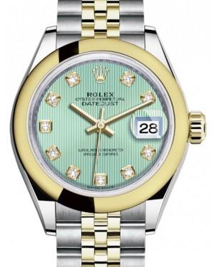 Rolex Lady Datejust 28 Yellow Gold/Steel Mint Green Diamond Dial & Smooth Domed Bezel Jubilee Bracelet 279163