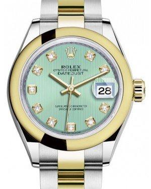 Rolex Lady Datejust 28 Yellow Gold/Steel Mint Green Diamond Dial & Smooth Domed Bezel Oyster Bracelet 279163