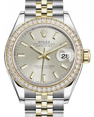 Rolex Lady Datejust 28 Yellow Gold/Steel Silver Index Dial & Diamond Bezel Jubilee Bracelet 279383RBR