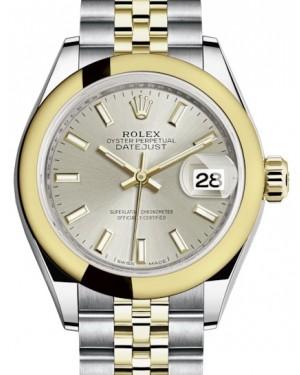 Rolex Lady Datejust 28 Yellow Gold/Steel Silver Index Dial & Smooth Domed Bezel Jubilee Bracelet 279163