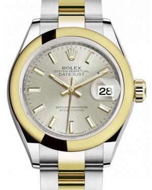 Rolex Lady Datejust 28 Yellow Gold/Steel Silver Index Dial & Smooth Domed Bezel Oyster Bracelet 279163
