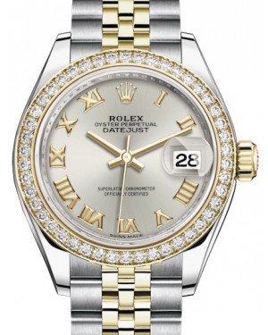 Rolex Lady Datejust 28 Yellow Gold/Steel Silver Roman Dial & Diamond Bezel Jubilee Bracelet 279383RBR