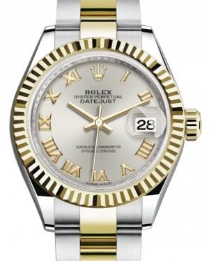 Rolex Lady Datejust 28 Yellow Gold/Steel Silver Roman Dial & Fluted Bezel Oyster Bracelet 279173