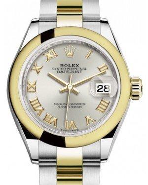 Rolex Lady Datejust 28 Yellow Gold/Steel Silver Roman Dial & Smooth Domed Bezel Oyster Bracelet 279163