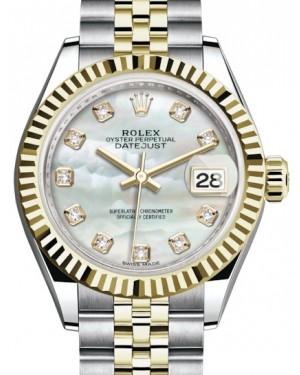Rolex Lady Datejust 28 Yellow Gold/Steel White Mother of Pearl Diamond Dial & Fluted Bezel Jubilee Bracelet 279173