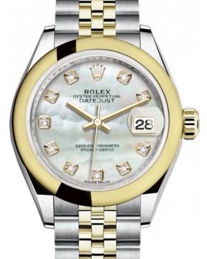 Rolex Lady Datejust 28 Yellow Gold/Steel White Mother of Pearl Diamond Dial & Smooth Domed Bezel Jubilee Bracelet 279163