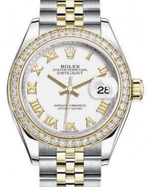 Rolex Lady Datejust 28 Yellow Gold/Steel White Roman Dial & Diamond Bezel Jubilee Bracelet 279383RBR