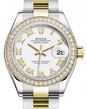 Rolex Lady Datejust 28 Yellow Gold/Steel White Roman Dial & Diamond Bezel Oyster Bracelet 279383RBR