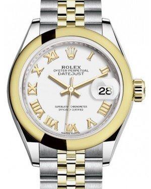 Rolex Lady Datejust 28 Yellow Gold/Steel White Roman Dial & Smooth Domed Bezel Jubilee Bracelet 279163