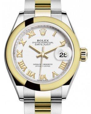 Rolex Lady Datejust 28 Yellow Gold/Steel White Roman Dial & Smooth Domed Bezel Oyster Bracelet 279163