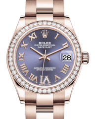 Rolex Lady-Datejust 31 Rose Gold Aubergine Roman Diamond VI Dial & Diamond Bezel Oyster Bracelet 278285RBR