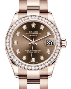 Rolex Lady-Datejust 31 Rose Gold Chocolate Diamond Dial & Diamond Bezel Oyster Bracelet 278285RBR