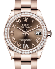 Rolex Lady-Datejust 31 Rose Gold Chocolate Roman Diamond VI Dial & Diamond Bezel Oyster Bracelet 278285RBR