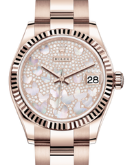 Rolex Lady-Datejust 31 Rose Gold Mother of Pearl Butterfly Diamond Paved Dial & Fluted Bezel Oyster Bracelet 278275