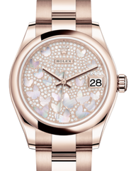 Rolex Lady-Datejust 31 Rose Gold Mother of Pearl Butterfly Diamond Paved Dial & Smooth Domed Bezel Oyster Bracelet 278245