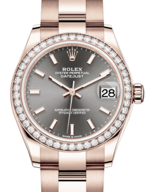 Rolex Lady-Datejust 31 Rose Gold Rhodium Index Dial & Diamond Bezel Oyster Bracelet 278285RBR