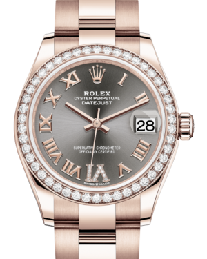 Rolex Lady-Datejust 31 Rose Gold Rhodium Roman Diamond VI Dial & Diamond Bezel Oyster Bracelet 278285RBR