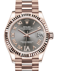 Rolex Lady Datejust 31 Rose Gold Rhodium Roman Diamond VI Dial Flute NY WATCH LAB