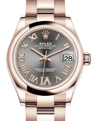 Rolex Lady-Datejust 31 Rose Gold Rhodium Roman Diamond VI Dial & Smooth Domed Bezel Oyster Bracelet 278245