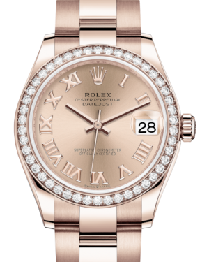 Rolex Lady-Datejust 31 Rose Gold Rose Roman Dial & Diamond Bezel Oyster Bracelet 278285RBR