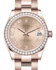 Rolex Lady-Datejust 31 Rose Gold Rose Roman Dial & Diamond Bezel Oyster Bracelet 278285RBR