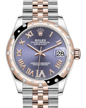 Rolex Lady-Datejust 31 Rose Gold/Steel Aubergine Roman Diamond VI Dial & Domed Set with Diamonds Bezel Jubilee Bracelet 278341RBR
