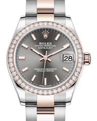 Rolex Lady-Datejust 31 Rose Gold/Steel Rhodium Index Dial & Diamond Bezel Oyster Bracelet 278381RBR
