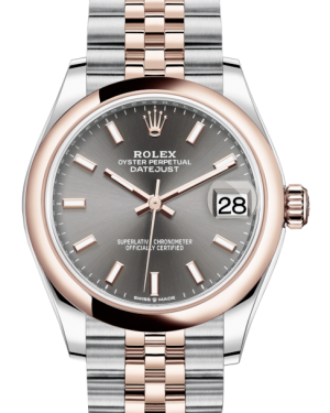 Rolex Lady-Datejust 31 Rose Gold/Steel Rhodium Index Dial & Smooth Domed Bezel Jubilee Bracelet 278241 - Fresh - NY WATCH LAB 