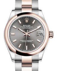 Rolex Lady-Datejust 31 Rose Gold/Steel Rhodium Index Dial & Smooth Domed Bezel Oyster Bracelet 278241 - Fresh - NY WATCH LAB 