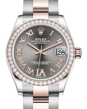 Rolex Lady-Datejust 31 Rose Gold/Steel Rhodium Roman Diamond VI Dial & Diamond Bezel Oyster Bracelet 278381RBR