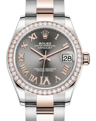 Rolex Lady-Datejust 31 Rose Gold/Steel Rhodium Roman Diamond VI Dial & Diamond Bezel Oyster Bracelet 278381RBR